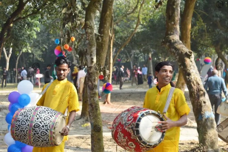 Traditional music group with Rrum on Pohela Boishakh of Bangladeshi Photography