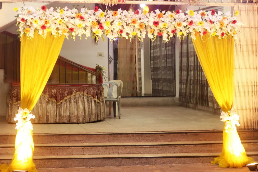 Floral Wedding Decoration Element Lights Entrance in night view