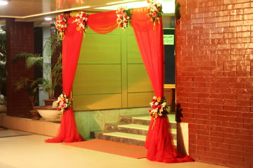 Floral Wedding Decoration Element Lights Entrance in night view