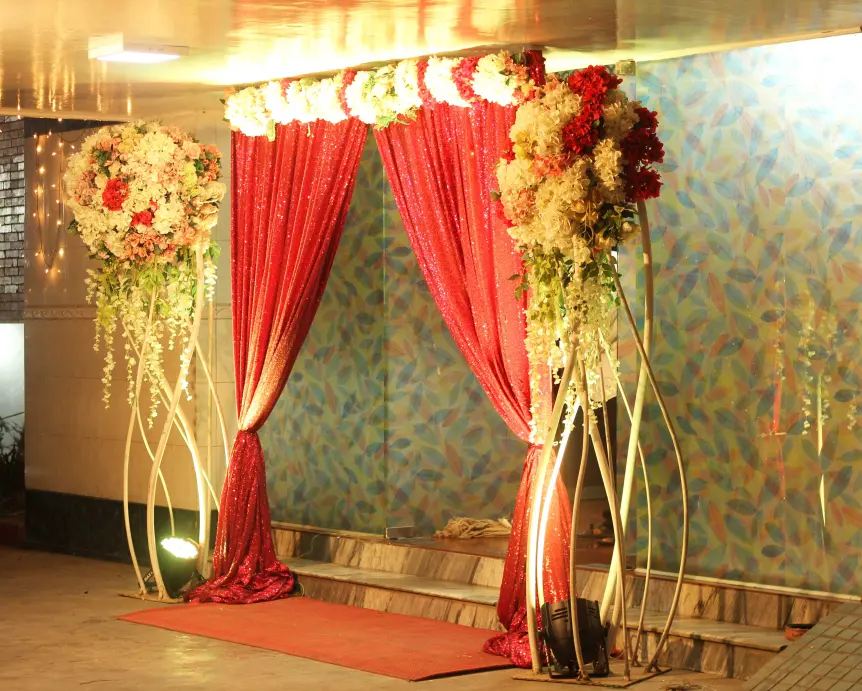 Floral Wedding Decoration Element Lights Entrance in night view