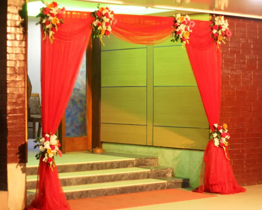 Floral Wedding Decoration Element Lights Entrance in night view