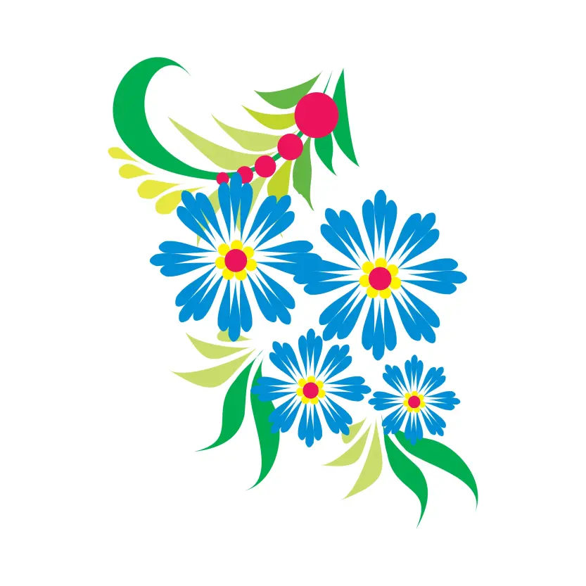 Decoration with Ornamental Flowers Ethnic Folk Ornament Vector Graphic