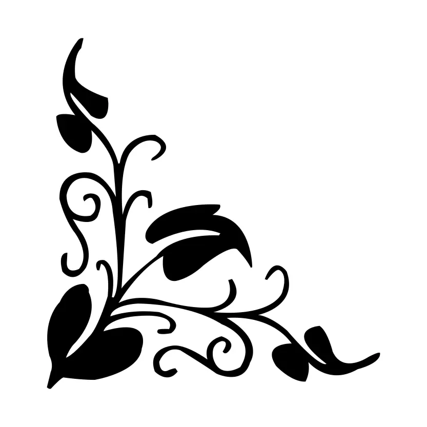 Drawing of a Floral Design with Leaves and Flowers Vector