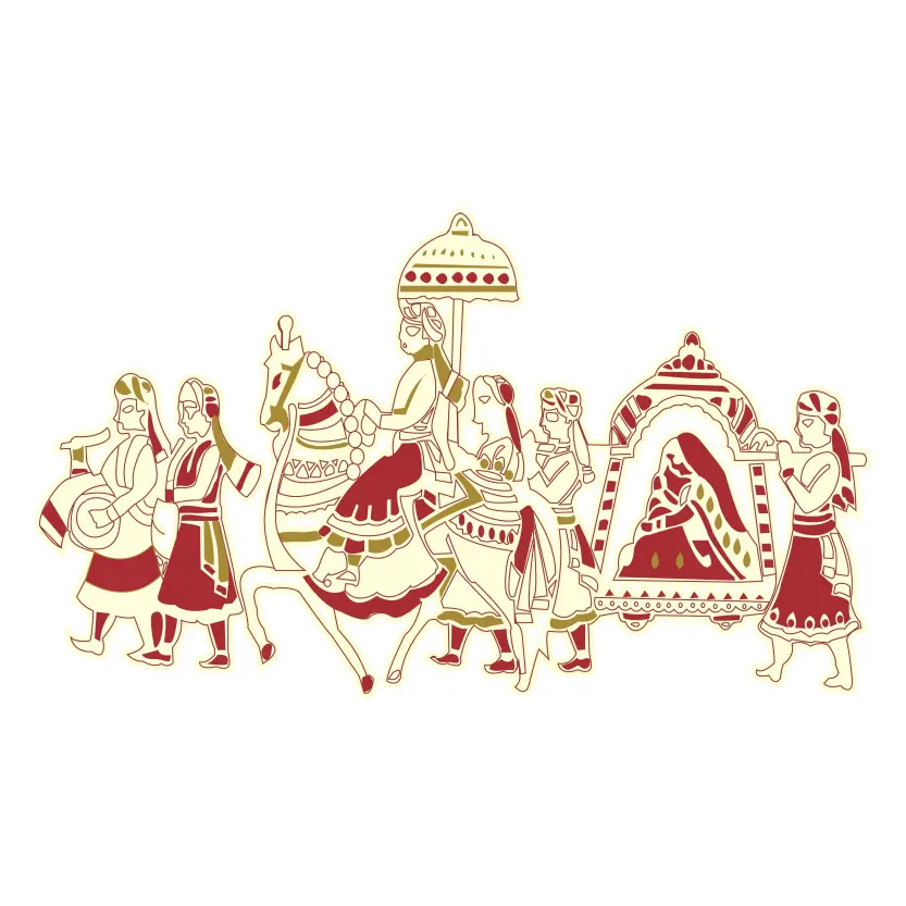 Vector Graphic Indian Hindu Wedding Invitation Card All Elements