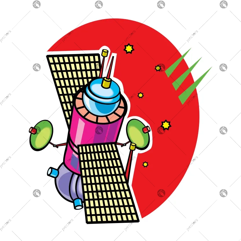 Cute Satellite Space Station Art Vector Illustration