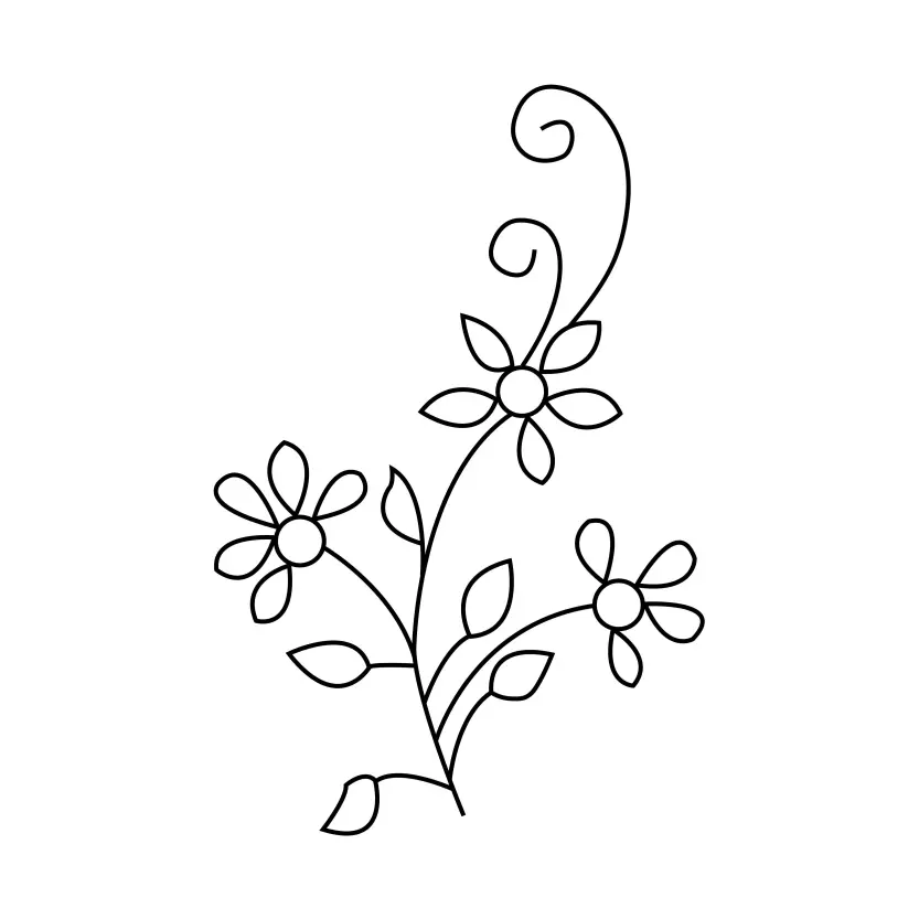 Abstract Plant with Flowers on a white background Vector