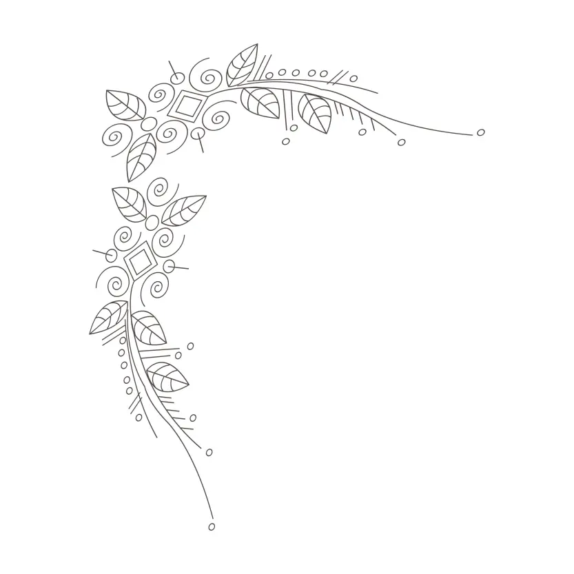 Floral Wedding Border and Frame Outline in White Background Vector Graphic