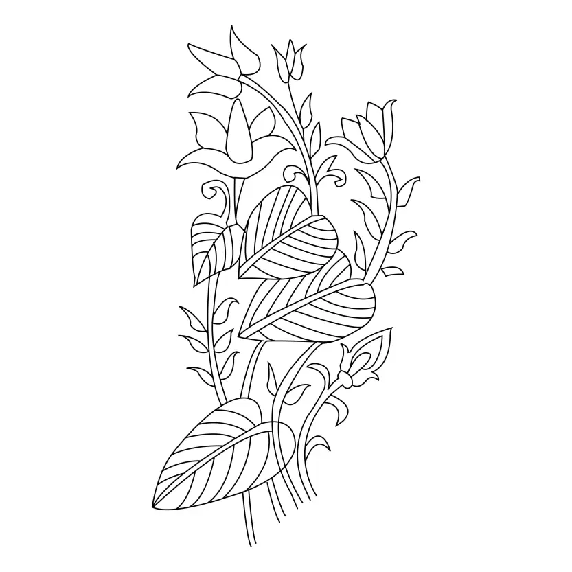 Coloring Book with Cherry Blossoms and Butterflies on a White Background Vector Graphic