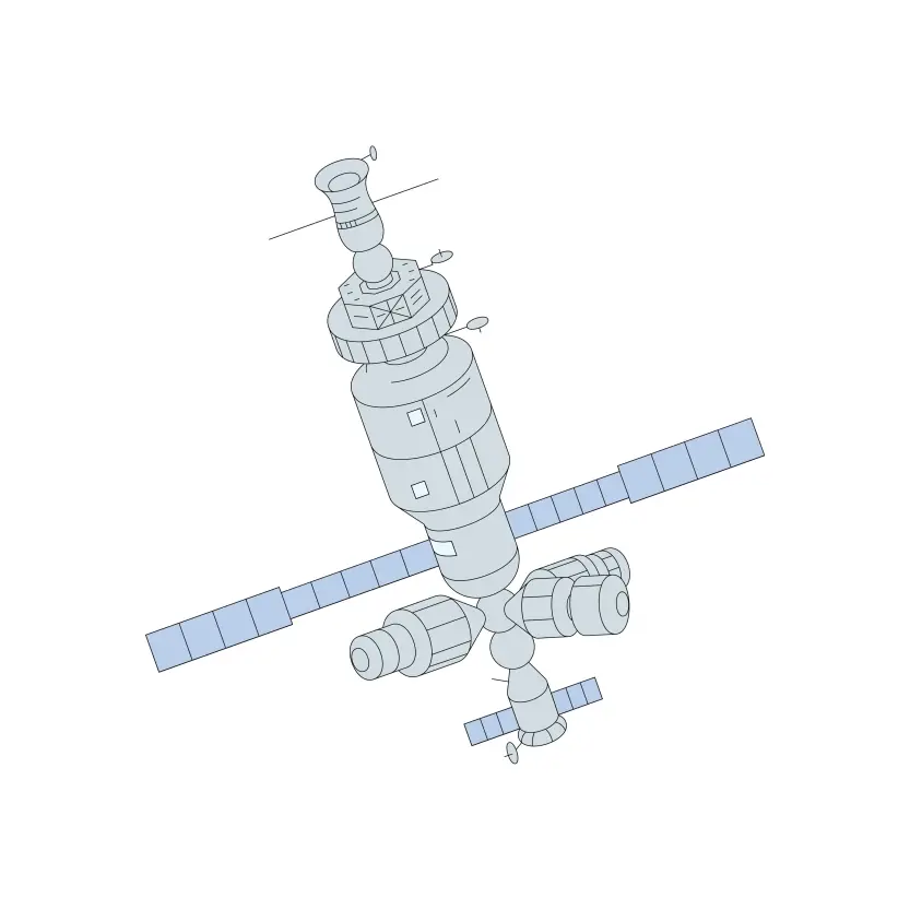 Spacecraft and Tiangong Space Station Vector