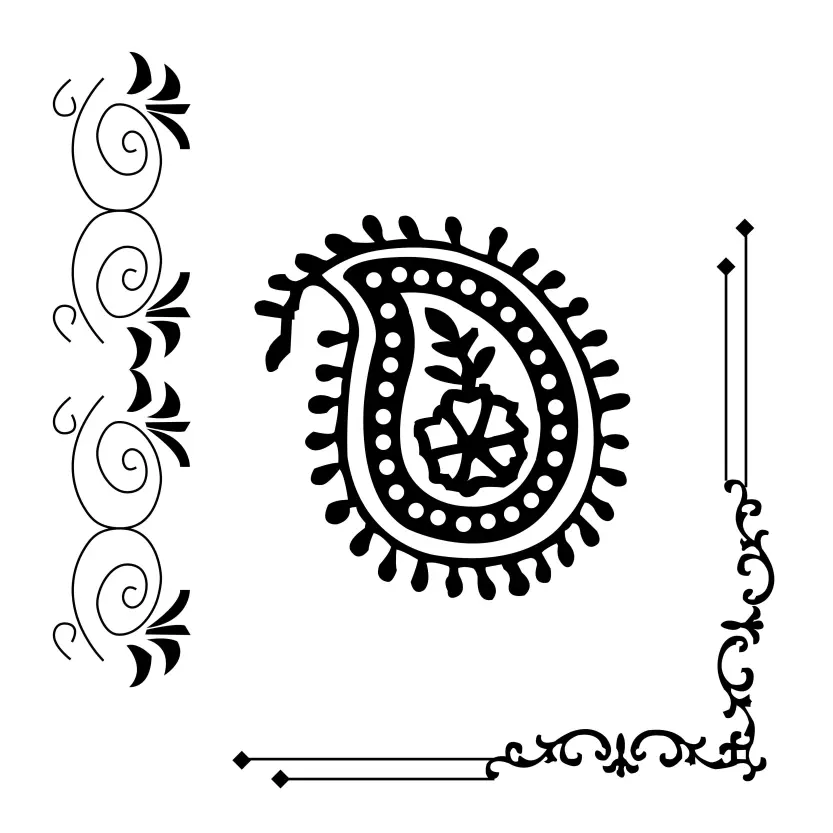 Ornamental Paisley Designs Boarder Vector Graphic