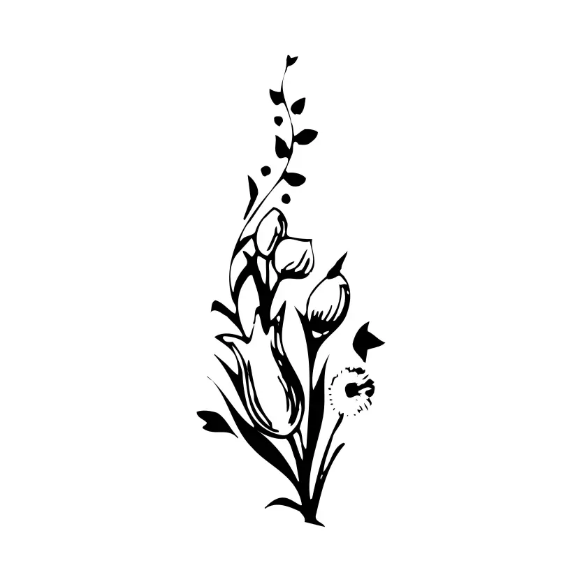 Frosty Blossom Sketch Winter Vector Graphic