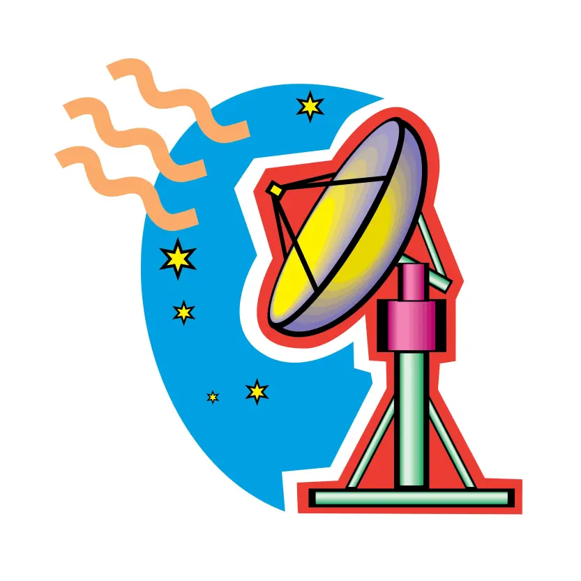 Comic Style Broadcasting Antenna Tower Cartoon Vector