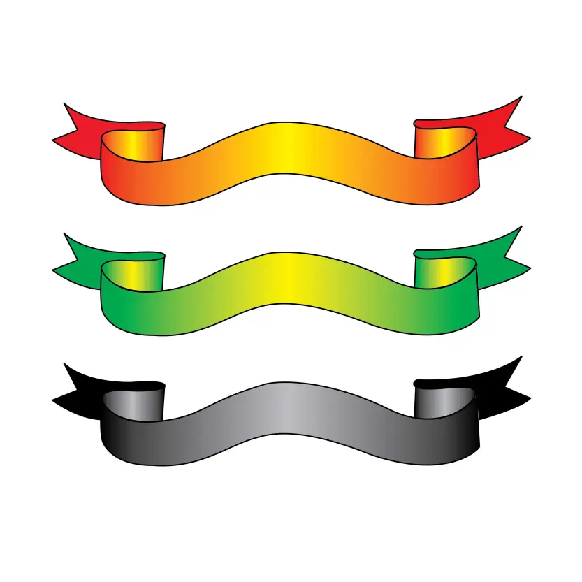 Red, gold, Green and silver ribbon banner vector illustration