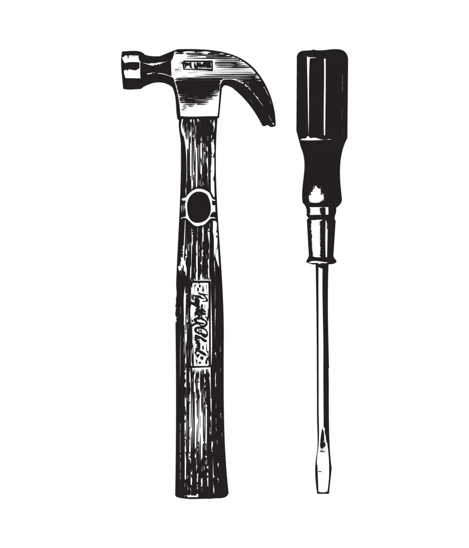 Hammer and screwdriver vector clipart: Free illustration download