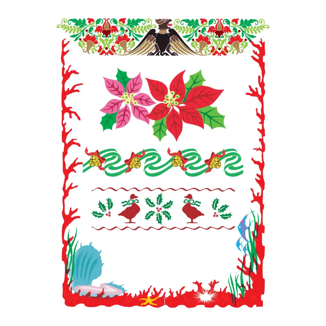 Retro Colorful Special Floral Border Designs Vector Graphic