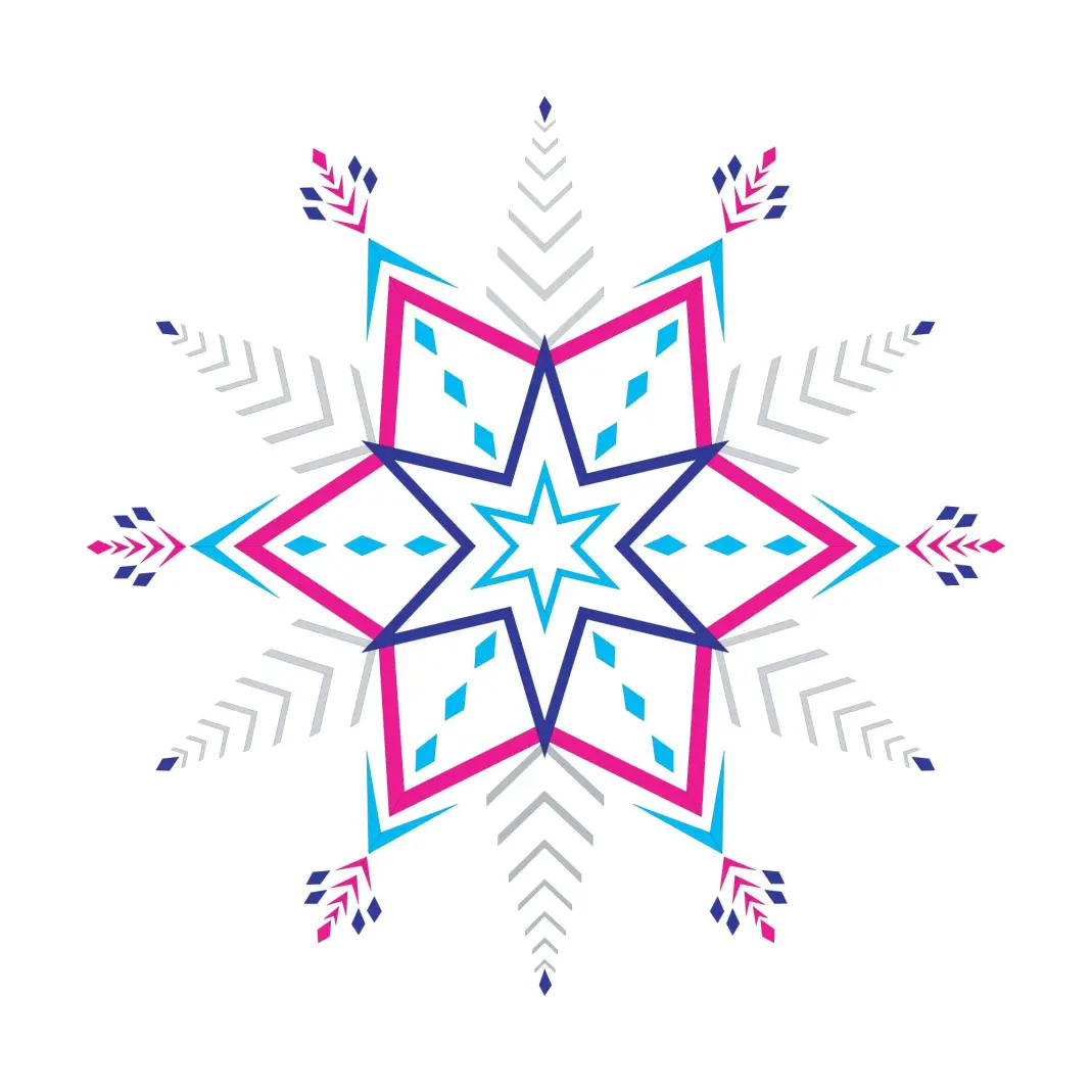Colorful Star and Leaves Pattern on White Background