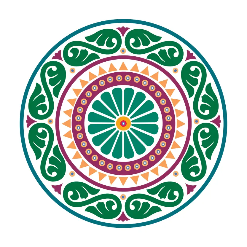 Indian Colorful Mandala Diwali Rangoli Sticker Round Vector Ornament