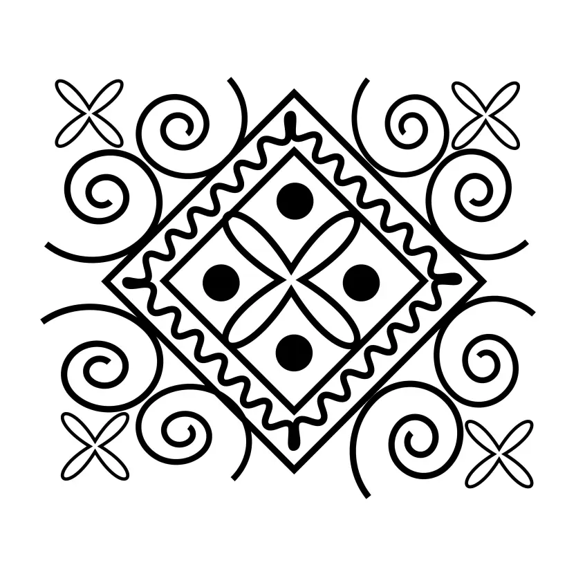 Square Template with Black and White Liquid Line Decoration Vector Background