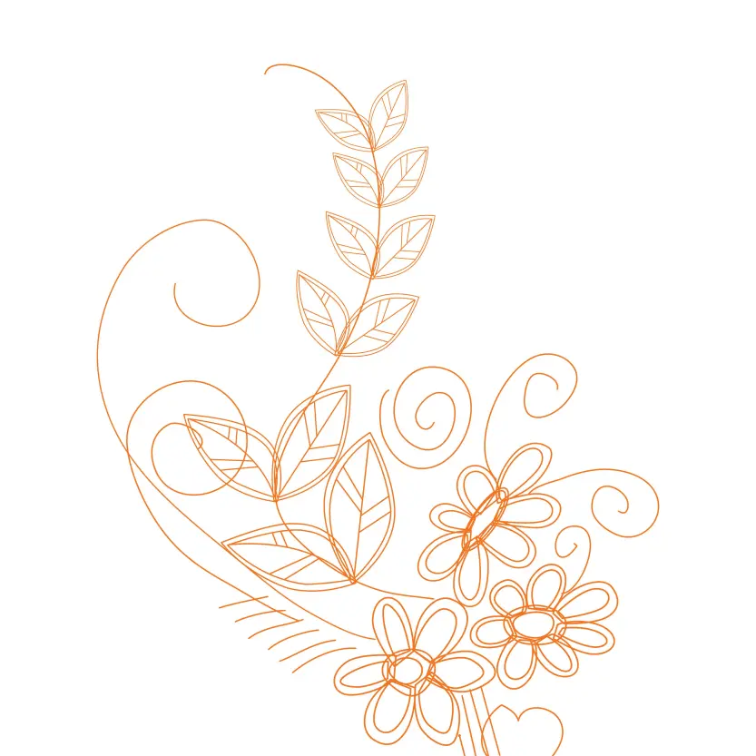 Hand Drawn Floral Design Outline Elements