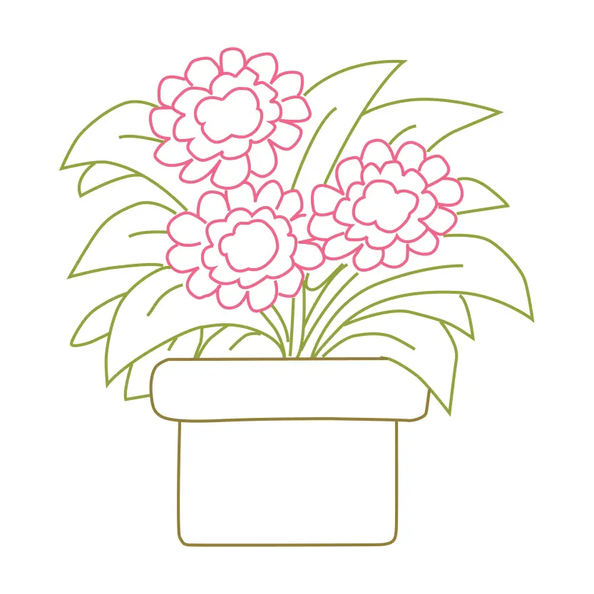 Hand Drawn Flower Vases Coloring Book Vector Illustration
