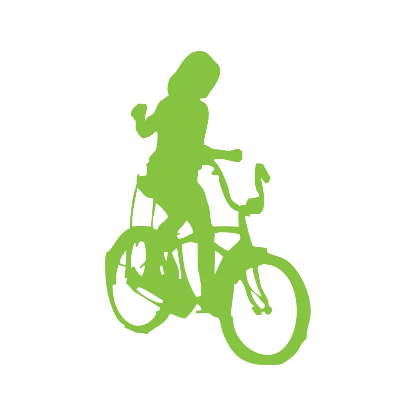 Abstract Cyclist Woman Silhouette in Green Vector