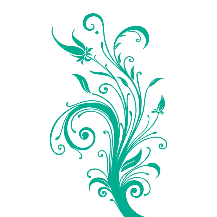 Floral Ornament with Alpona Green Color Vector Decoration