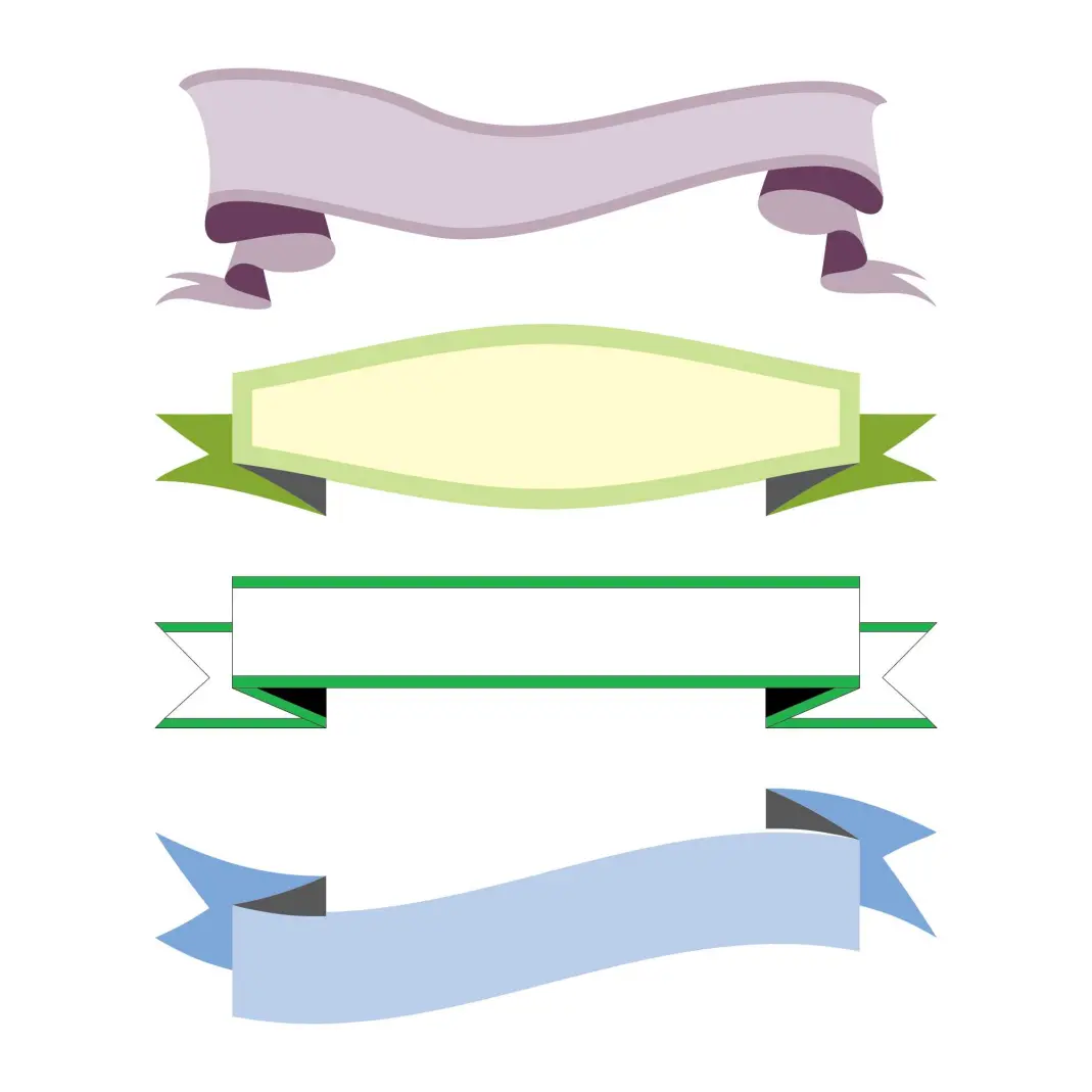 Set of Narrow Colored Ribbons and Banners Creative Logo Templates