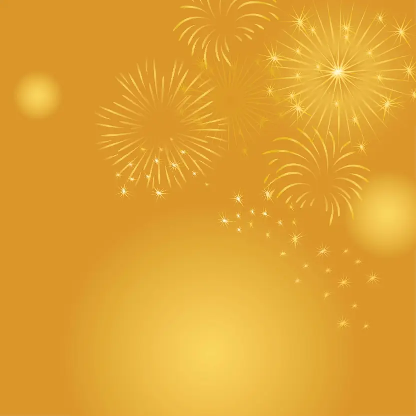 Gold Colored Holiday Fireworks Background Vector Illustration
