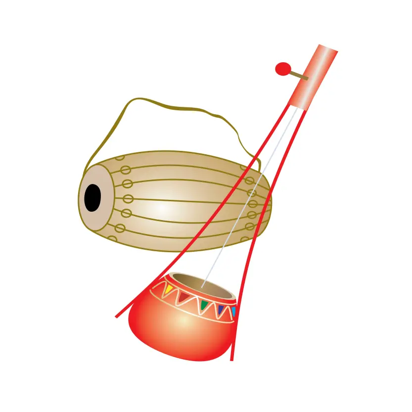 Ektara with Dhol Pohela Boishakh Vector Illustration