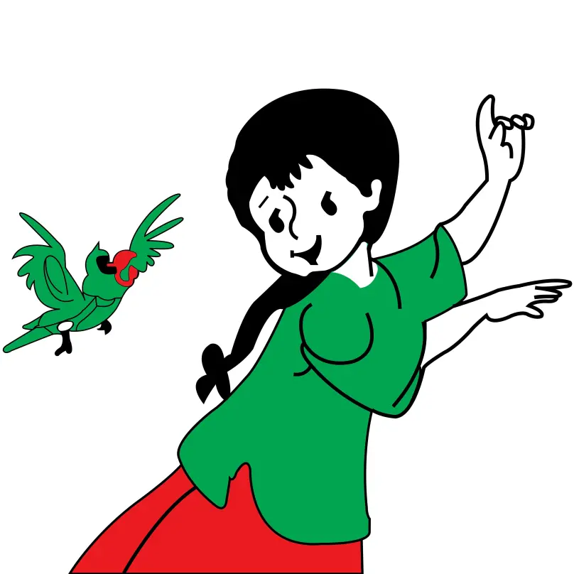 Meena Mithu Pet Parrot Cartoon Wall Art Icon Vector