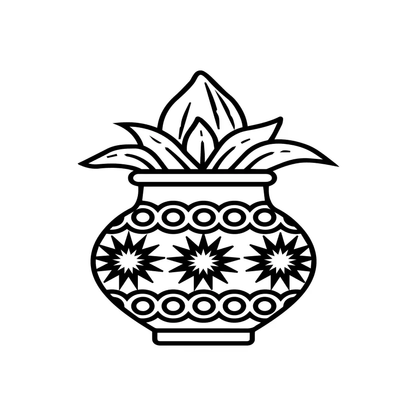 Kumbh kalash illustration Symbol Vector black and white