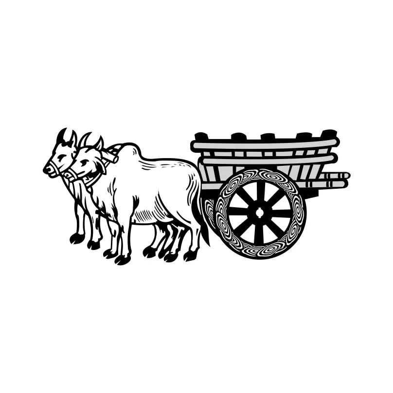 Basher Gorur Gari Marka for Election Symbol Vector Clipart Bamboo Bullock Car Symbol