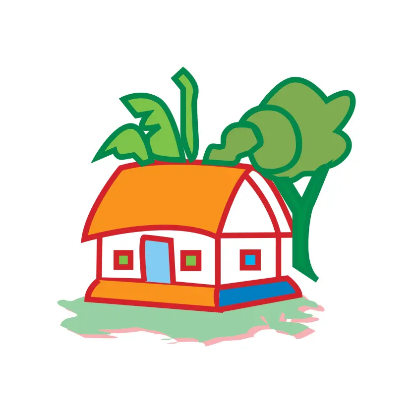 Illustration Village House Beautiful Nature Drawing