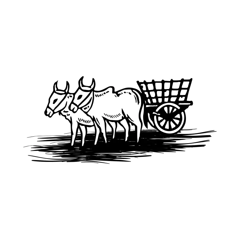Bamboo Bullock Car Symbol or Basher Gorur Gari Marka for Election Symbol Vector Clipart