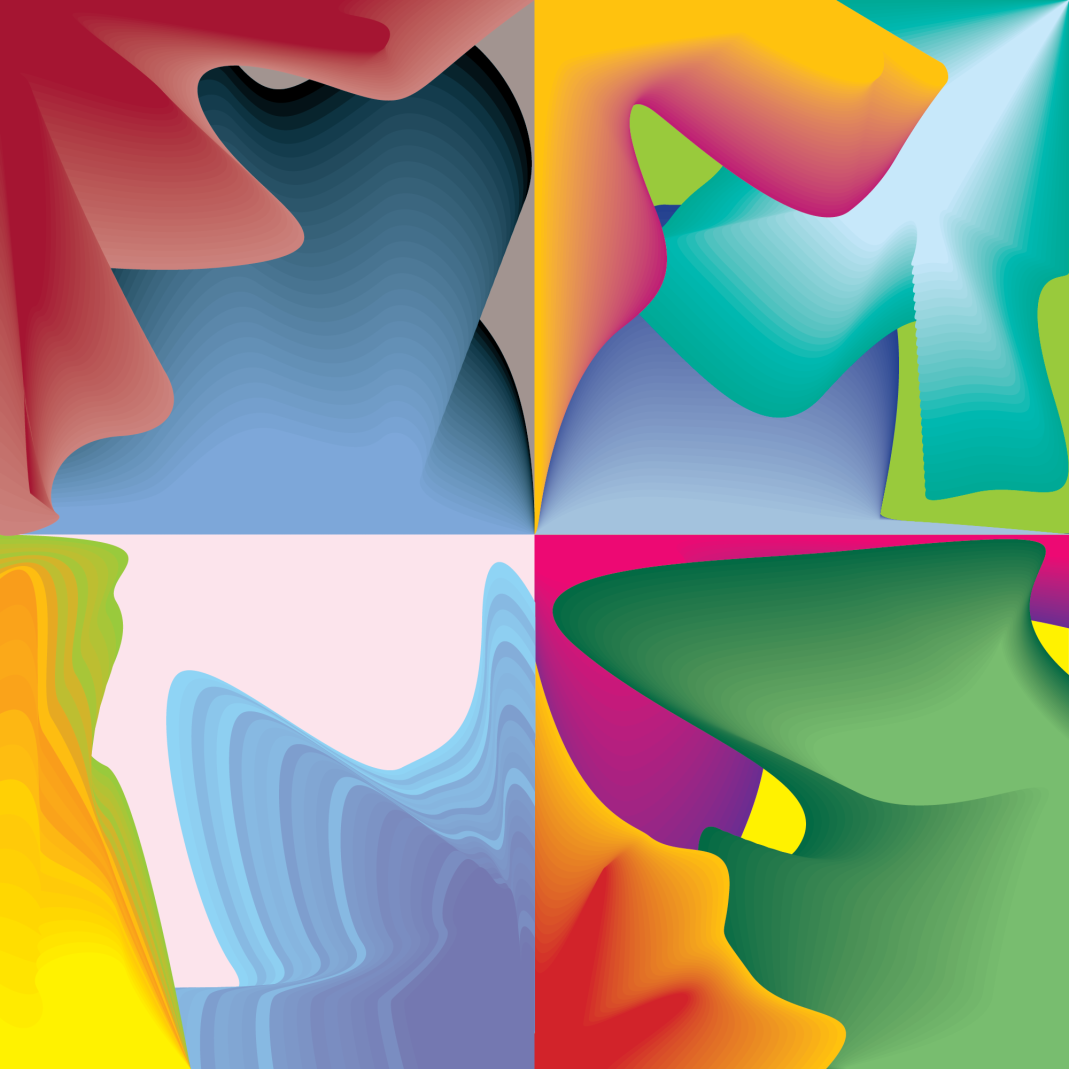 Abstract Minimal Poster Set wave with Vibrant Gradient Flowing Shapes
