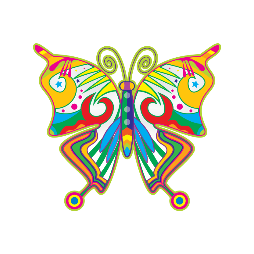 Colorful Cultural Butterfly Vector Illustration
