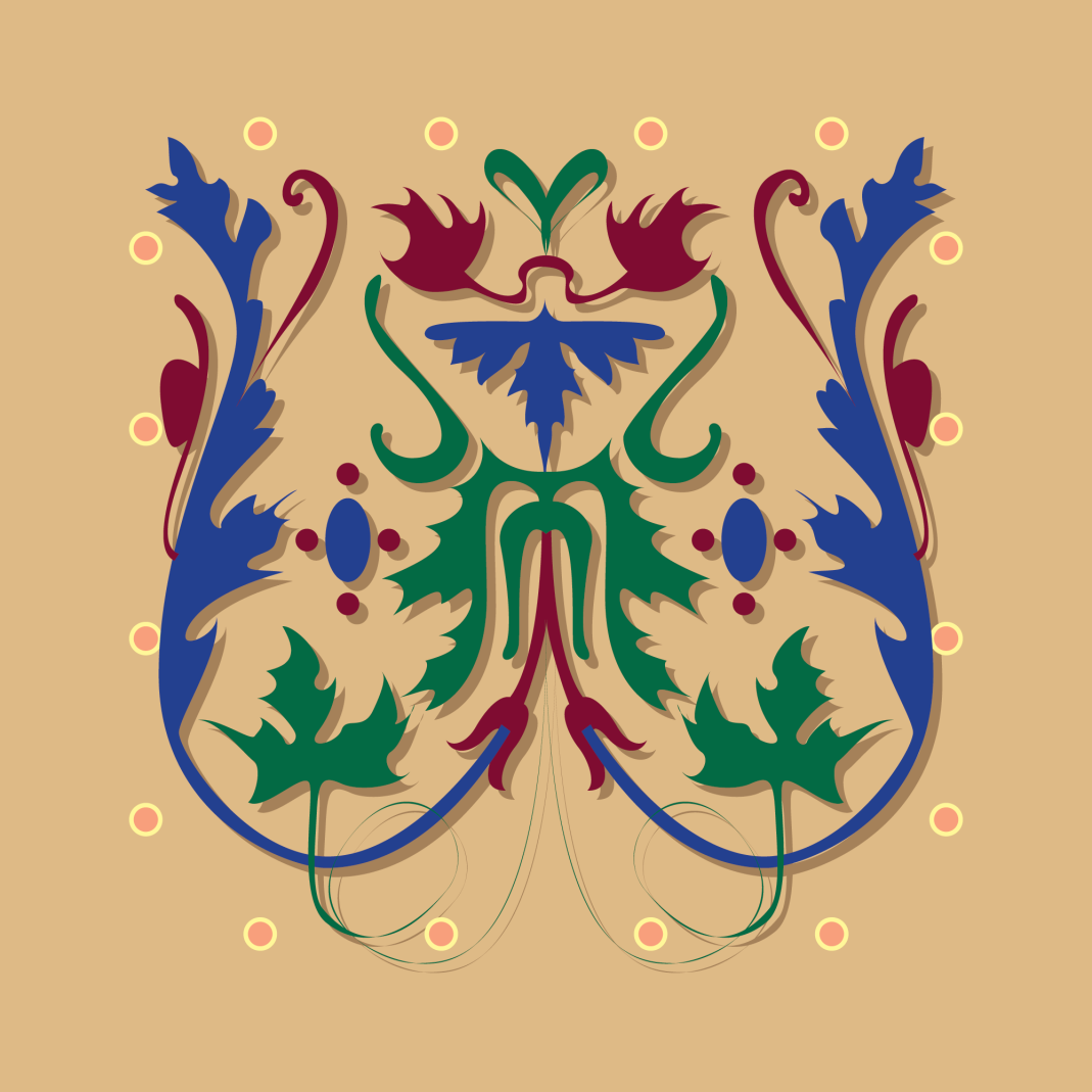 Vintage Flourish Ornament Illustration Inspired by Suzani Carpet Design