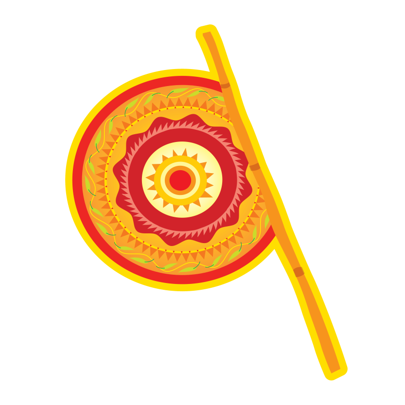 Cane Handprinted Hatpakha hand fan Vector Illustration