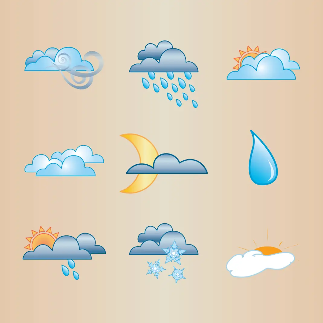 Weather App Icon with Dark Cloud with Moon and Stars Elements in Flat Design Cartoon Illustration