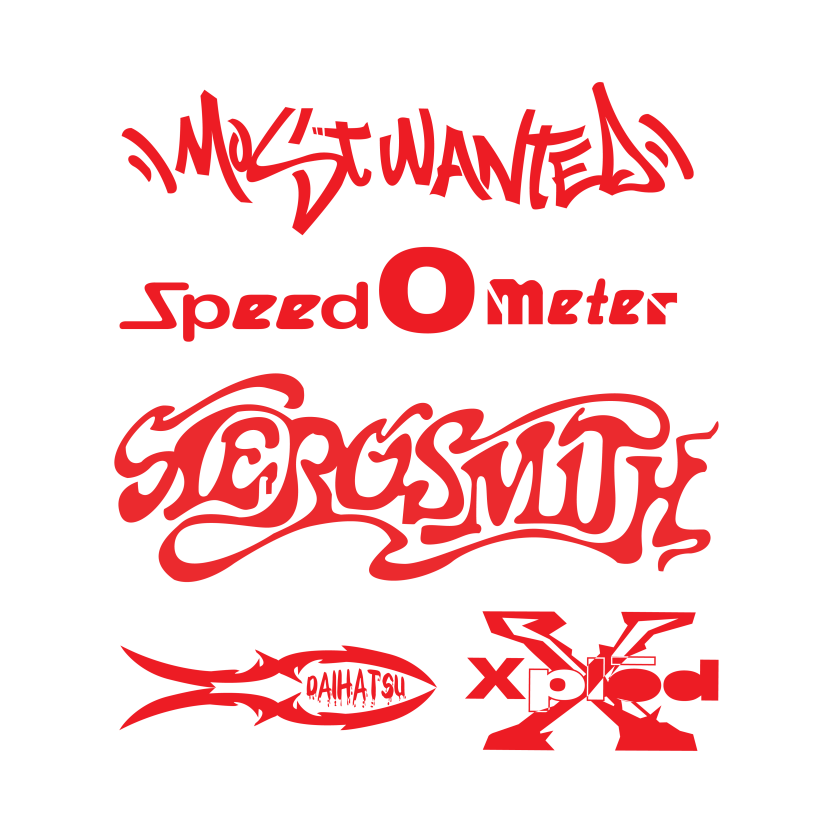 Calligraphy Vector Design Tattoo Set for Different Vehicles Such as Motorcycle, Bus, Truck and Car