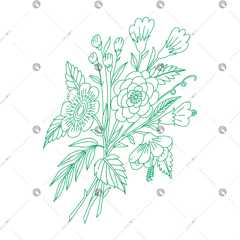 Flower designs for cloth bands, bouquet tattoos vector