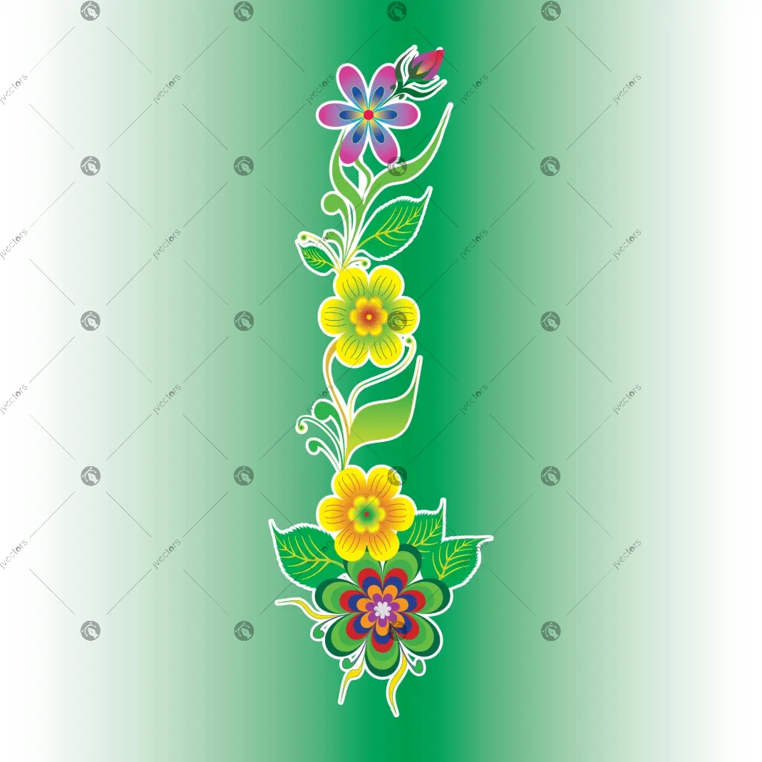 Beautiful Flowers Embroidery Alpona Design Illustration