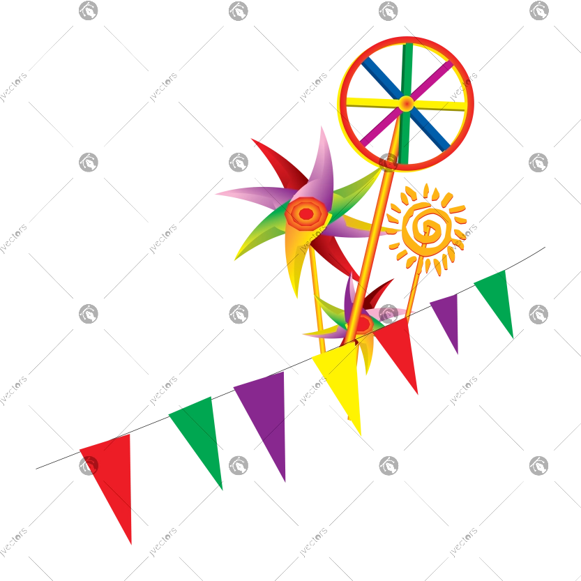 Traditional decorations of the festival are colorful kites, windmill rainbow for Pahela Boishakh vector