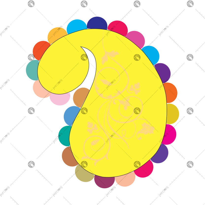 Paisley French Knot Embroidery Design vector