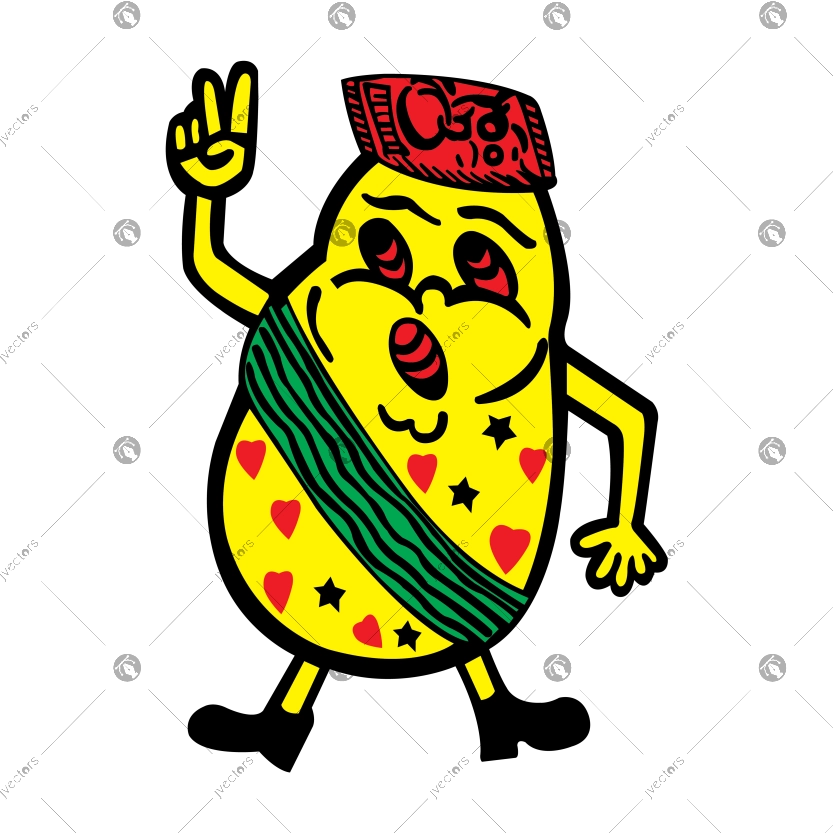 Happy Potato Cartoon Character Little Potato March and Gift Vector