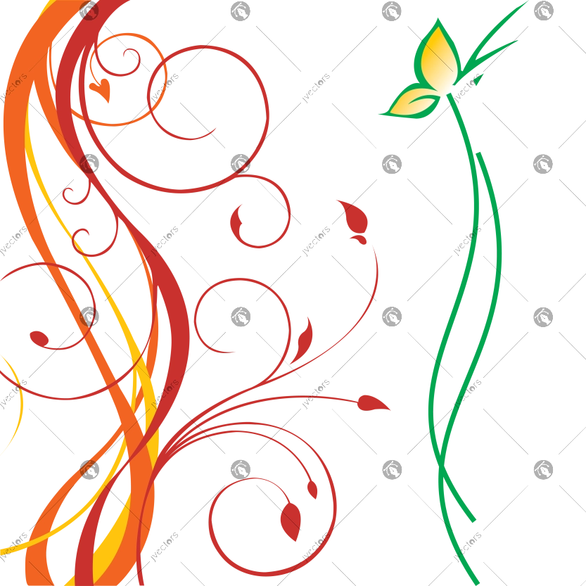 Damask Pattern Clipart Vibrant wildflower tendrils swirls of green flowers