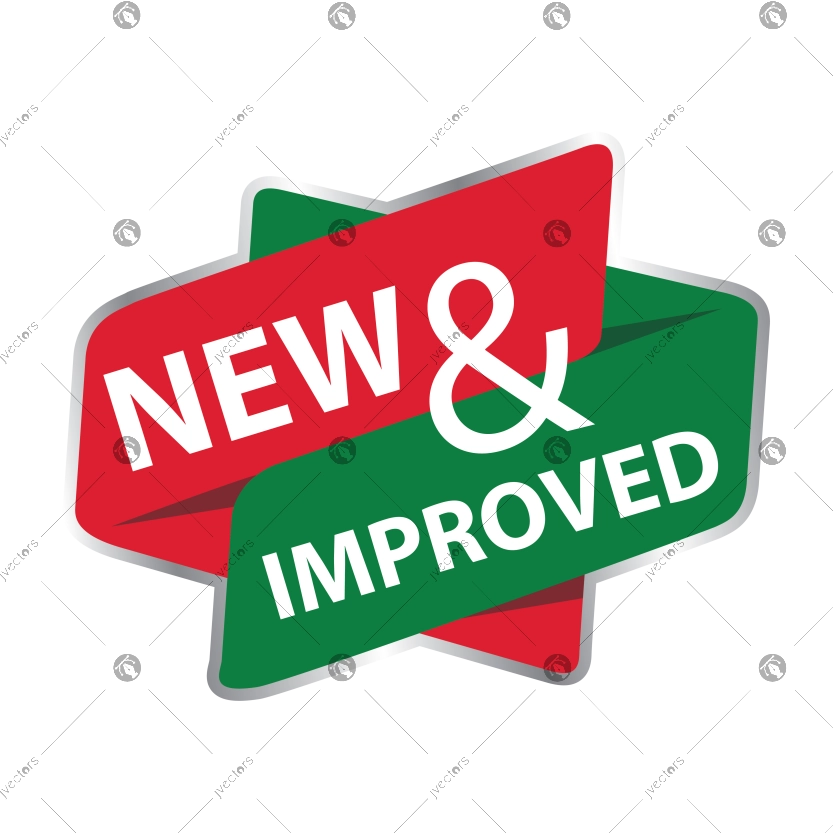 New and Improved Red and Green Sign Newest label Design Vector
