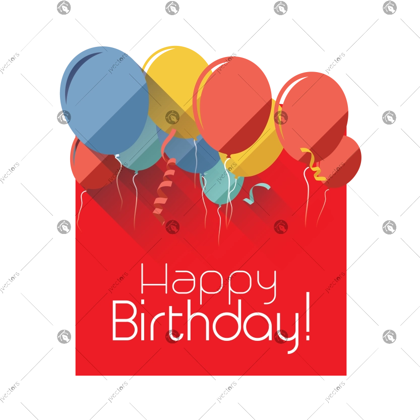 Happy Birthday Card Template with Balloons Vector Illustration