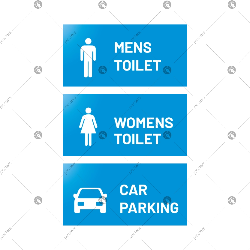 Name Plate Design for Mens Toilet, Womens Toilet and Car Parking Vector