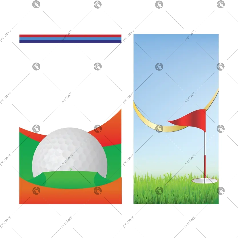 Background Green Golf Sport Ball Red Flag Club Frame Ribbon Vector
